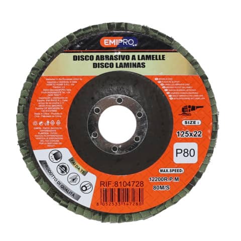 Disco abrasivo a lamelle Emi 125×22 mm grana P80 8104728