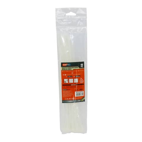 Fascette fermacavo in nylon Emi – 300×3,6 mm – colore bianco – conf. 40 pezzi – 8107761