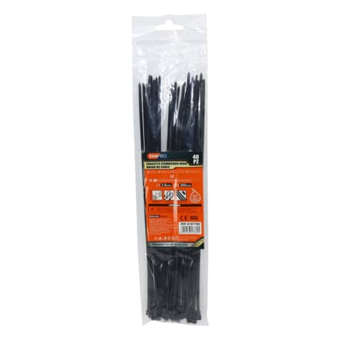 Fascette fermacavo in nylon Emi – 300×3,6 mm – colore nero – conf. 40 pezzi – 8107780