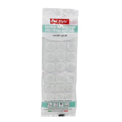 Feltrino adesivo tondo Emi Ø 28 mm – bianco – conf. da 24 pezzi – 8509075