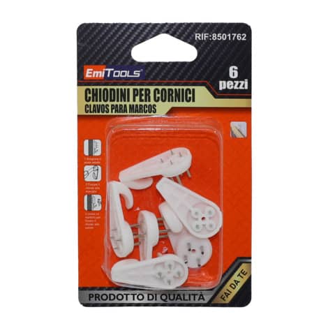 Ganci per quadri Emi in plastica – bianco – conf. 6 pezzi – 8501762