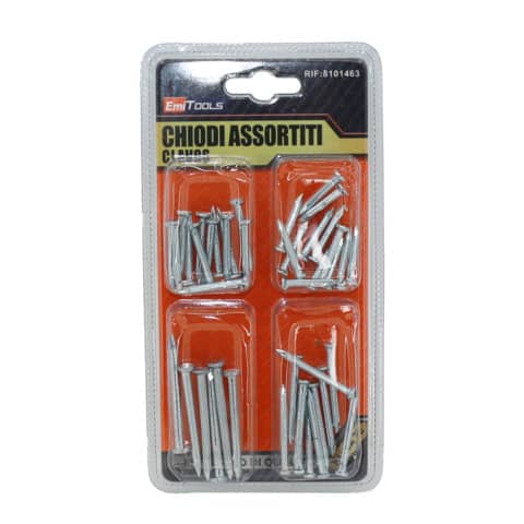 Kit chiodi legno a testa piatta Emi in 4 misure assortite – 25/32/38/50 mm – 8101463