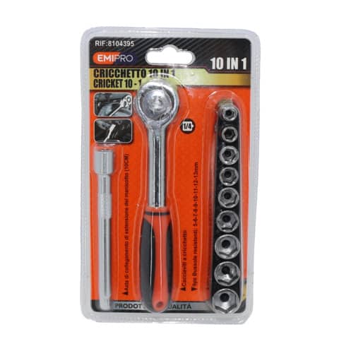 Cricchetto con prolunga e 9 chiavi a bussola Emi misura 5/13 mm – 8104395