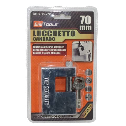 Lucchetto in acciaio di sicurezza Emi chiusura a pistone – 70x20x50 mm – 8100570