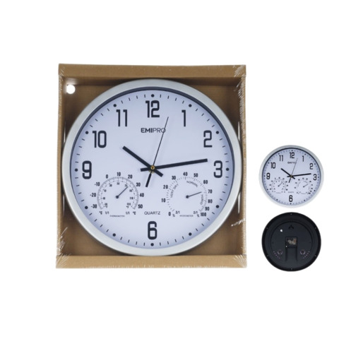 Orologio da parete Emi con temperatura e barometro – Ø 30 cm – 8500470
