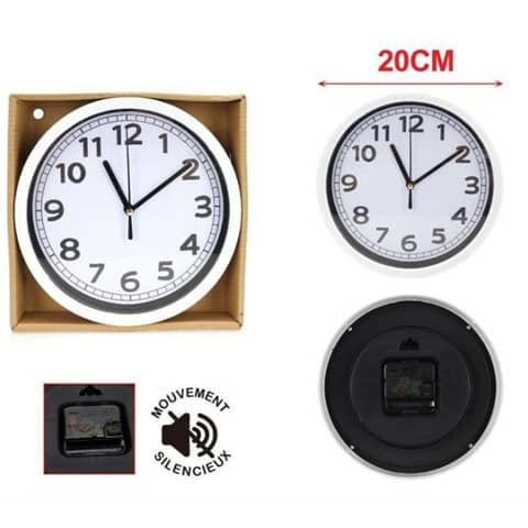 Orologio da parete Emi fondo bianco numeri neri Ø 20 cm – 8500330