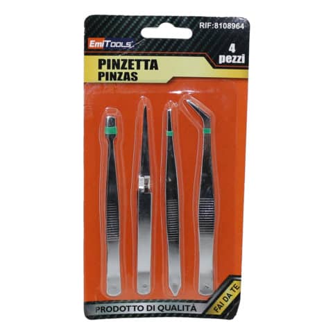 Pinzette di precisione Emi in acciaio – conf. da 4 pezzi 8108964