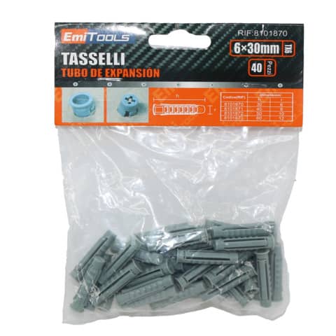 Tasselli in nylon per muro Emi 3 cm x  Ø 6 mm – colore grigio – conf. da 40 pezzi – 8101870