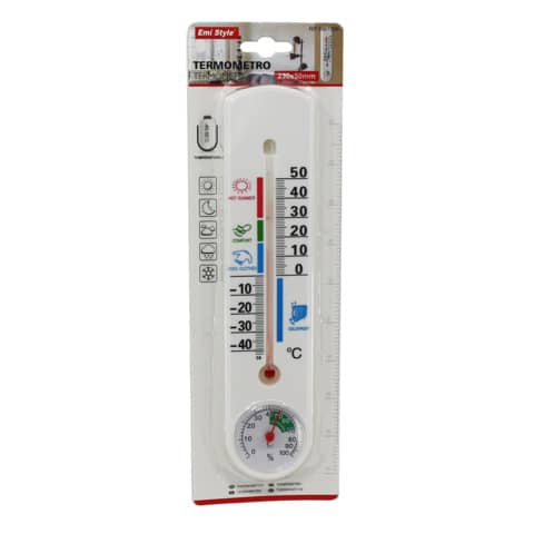 Termometro da parete con barometro Emi 23×5 cm – bianco – 8901006