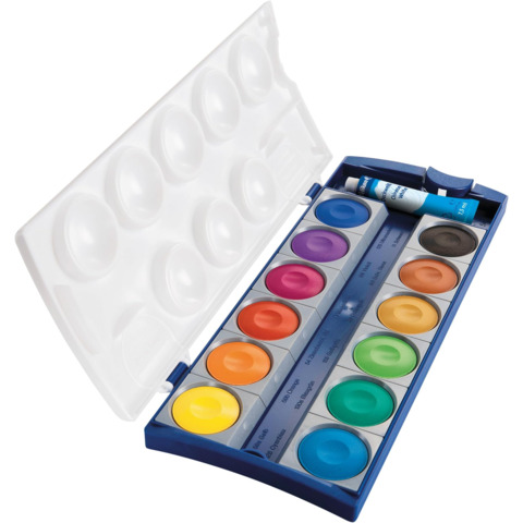 Acquarelli Pelikan Premium K12 – 12 godet assortiti con tubetto da 7,5 ml di bianco + tavolozza – 400141585
