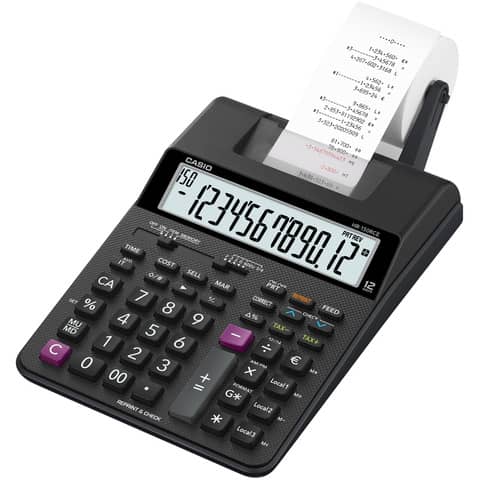 Calcolatrice scrivente Casio display 12 cifre – alimentatore incluso nero HR-150RCE-WB-EC
