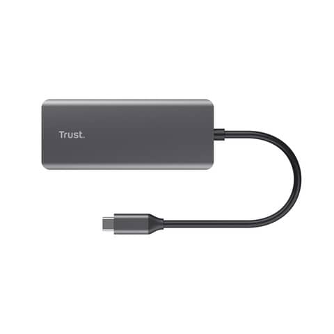Adattatore multiporta Trust USB-C 6in1 in alluminio argento – 24968