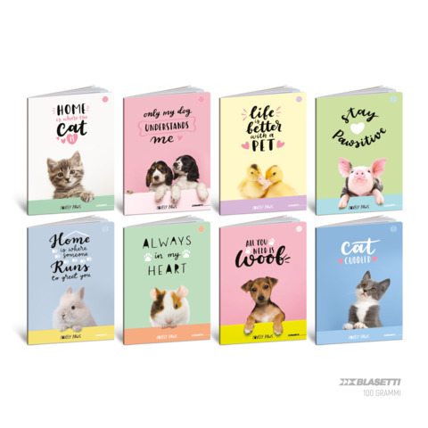 Maxi quaderno Blasetti Lovely Paws A4 – 100 g/m² – 18+1 ff – A – conf. 10 pezzi – 9277