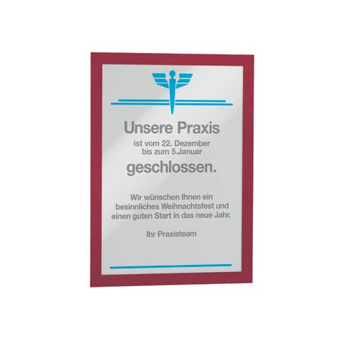 Cornice espositiva Durable DURAFRAME® A4 236×323 mm rosso – conf. 10 pz – 4882-03