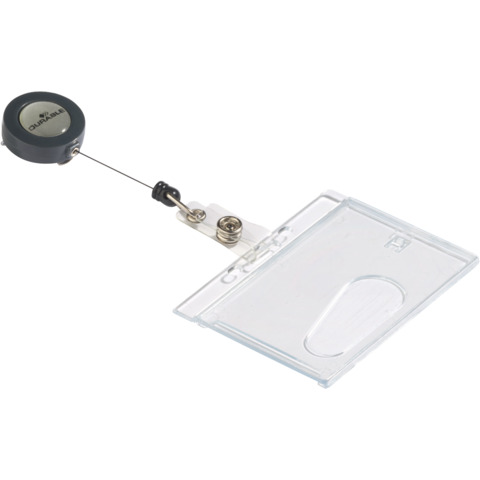 Portabadge Durable chiuso con chiocciola yo-yo per 1 tessera 54×87 mm – conf. 10 pz – 8012-19