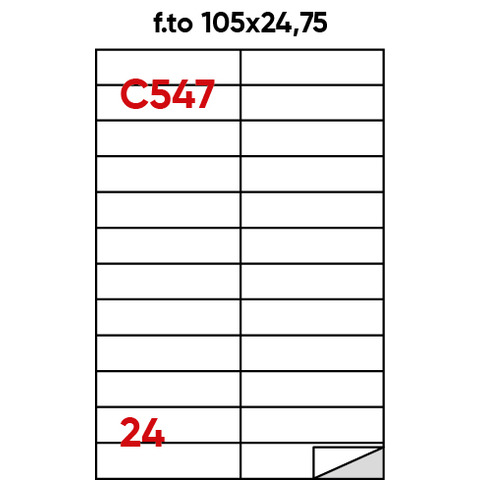 Etichette bianche permanenti Markin Copiatabu 105×24,75 mm – 24 et./ff – conf. 100 ff A4 – X210C547