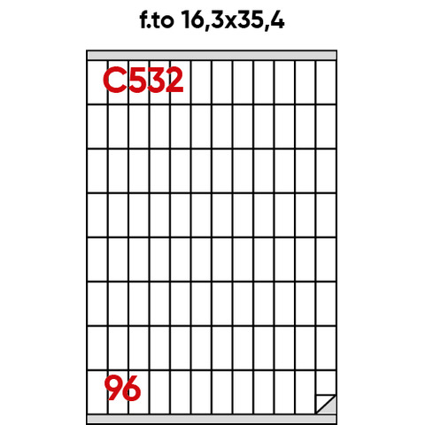 Etichette bianche permanenti Markin Copiatabu 16,3×35,4 mm con margine – 96 et./ff – conf. 100 ff A4 – X210C532