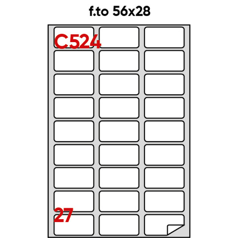 Etichette bianche permanenti Markin Copiatabu 56×28 mm – angoli arrotondati 27 et./ff – conf. 100 ff – X210C524