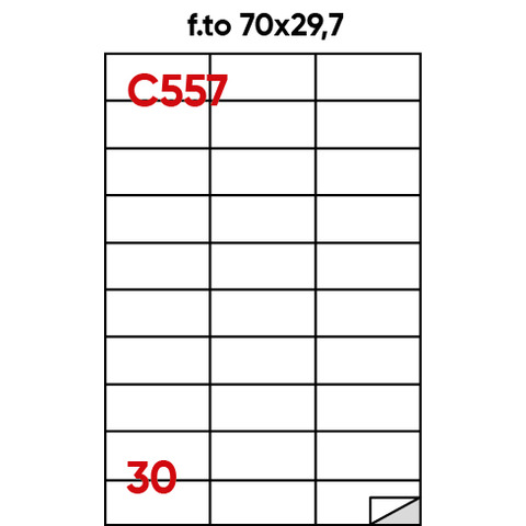 Etichette bianche permanenti Markin Copiatabu 70×29,7 mm – 30 et./ff – conf. 100 ff – X210C557
