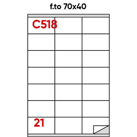 Etichette bianche permanenti Markin Copiatabu 70×40 mm con margine – 21 et./ff – conf. 100 ff – X210C518
