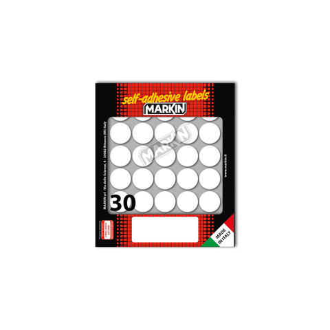 Etichette permanenti Markin Copiatabu Ø 22 mm – bianco – conf. 10 blister da 10 ff – X11007