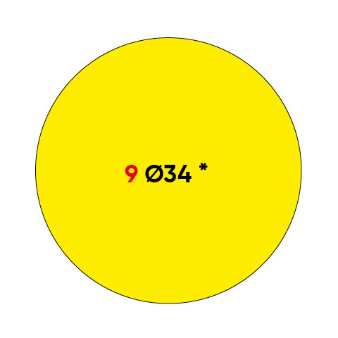 Etichette permanenti Markin Copiatabu Ø 34 mm – giallo – conf. 10 blister da 10 ff – X11009GI