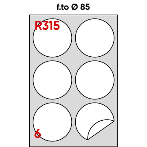 Etichette bianche permanenti Markin Copiatabu Ø 85 mm – 6 et./ff – conf. 100 ff – X210R315