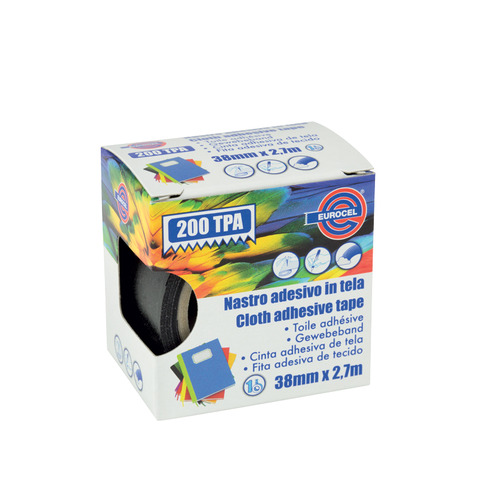 Nastro adesivo telato Eurocel formato 38 mm x 2,7 m – colore nero 016714314