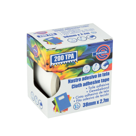 Nastro adesivo telato Eurocel formato 38 mm x 2,7 m – colore bianco 016014314