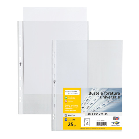Buste in PP buccia Sei Rota Atla 150 – alto spessore trasparente 23×33 – conf. 25 buste – 662315