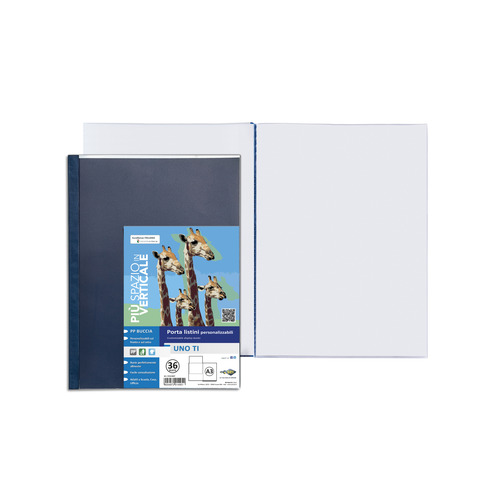 Portalistini UNO TI Sei Rota a libro PP buccia – A3 – 36 interni – blu – 55313607