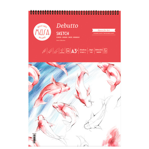 Blocco spiralato Musa Debutto A3 120g/m² – 50 fogli – MU133393