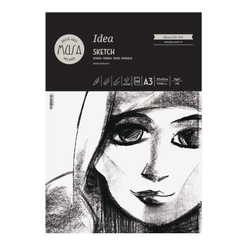 Blocco collato Belle Arti Musa Idea Sketch – 90 g – A3 100 fogli – MU123693