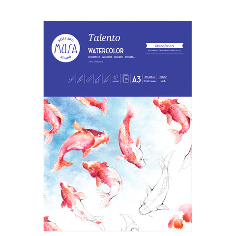 Blocco carta per acquerello Musa Talento – A3 – 300 g/m2 – 10 fogli – MU131293