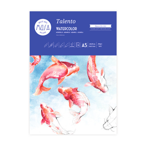 Blocco carta per acquerello Musa Talento – A5 – 300 g/m2 – 10 fogli – MU131295