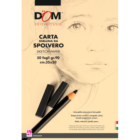 Blocco carta da spolvero DOM giallo tenue 90 g 35×50 cm – 50 fogli – 1033