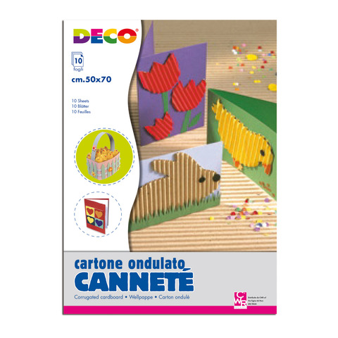 Cartoncino ondulato cannetè Deco 50×70 cm – 230 g – colori assortiti – conf. 10 pezzi – 2205
