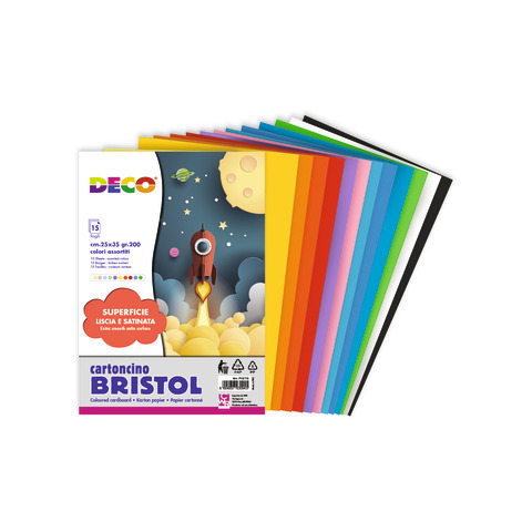 Cartoncino colorato Deco Bristol colori assortiti 200 g/m² 25×35 cm – 15 fogli – 715/15