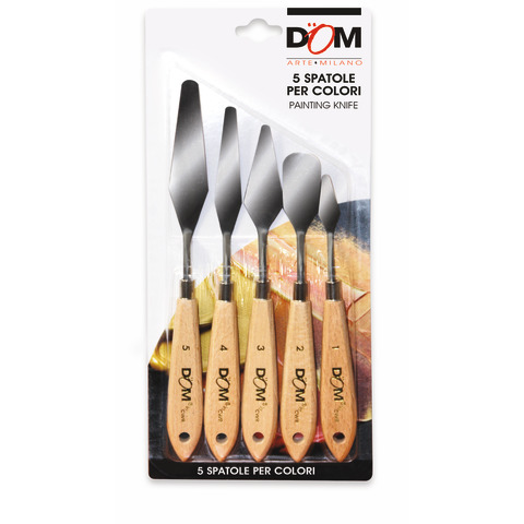 Blister spatole per colori a olio DOM – misure diverse – conf. 5 pezzi – 10919