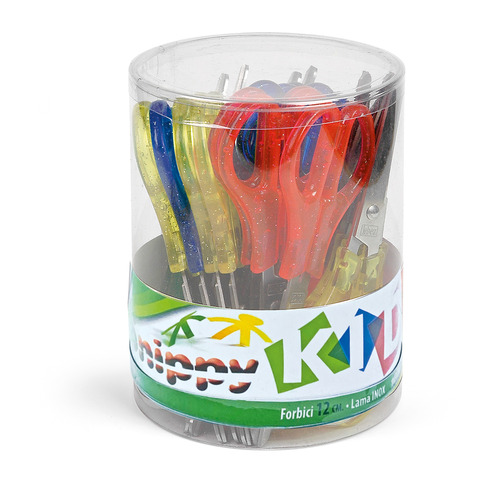 Barattolo di forbici Lebez Snippy Kid 13,5 cm – assortiti glitter – conf. 24 pezzi – 4327