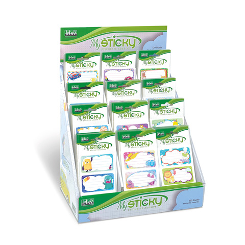 Espositore 120 buste da 6 etichette scuola Niji – fantasie assortite – A904