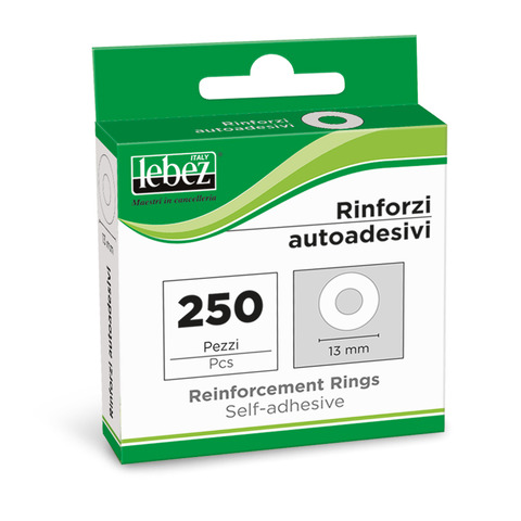 Occhielli adesivi Lebez Ø 16 mm – conf. 250 pezzi – colore bianco – 43-410