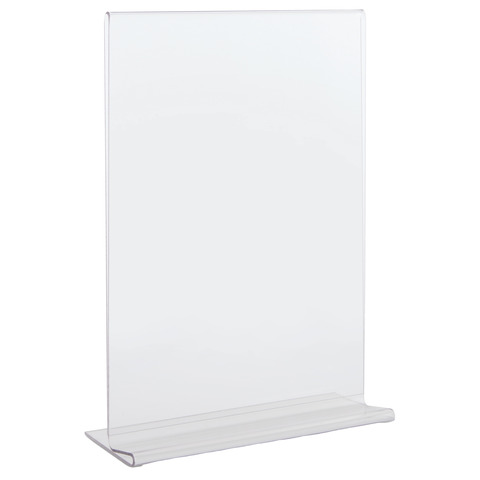 Portadepliant in PET Lebez con base a T formato A5 15x21cm – trasparente – 80995