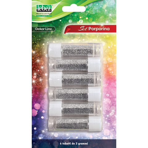 Porporina Lebez Dekor Line in tubetto 3 g – colore argento – conf. 6 pezzi – 5134-AG