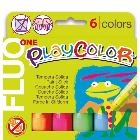 Playcolor tempera solida in stick 6 colori assortiti fluo – 10 gr 10431