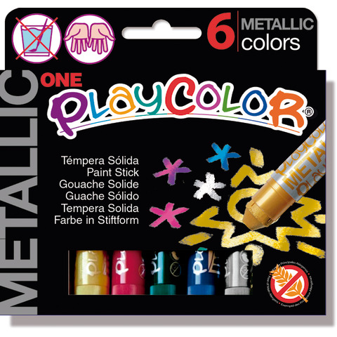 Playcolor tempera solida in stick 6 colori assortiti metallic – 10 gr 10321
