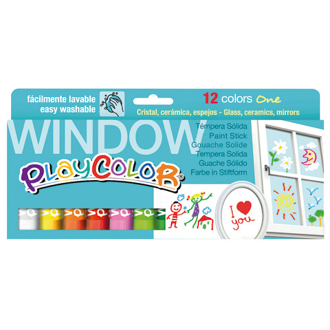 Playcolor tempera solida per vetri in stick 10 g – 6 colori assortiti – conf. 12 pezzi – 2011