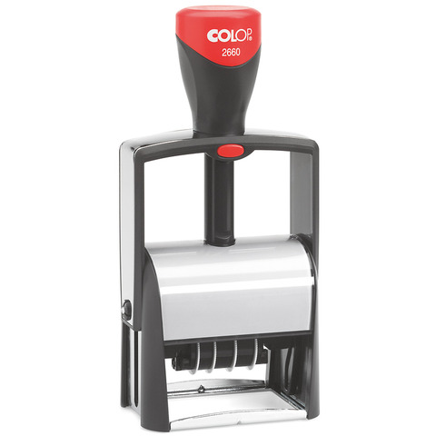 Timbro Colop autoinchiostrante datario con piastra personalizzabile 37×58 mm – 2660