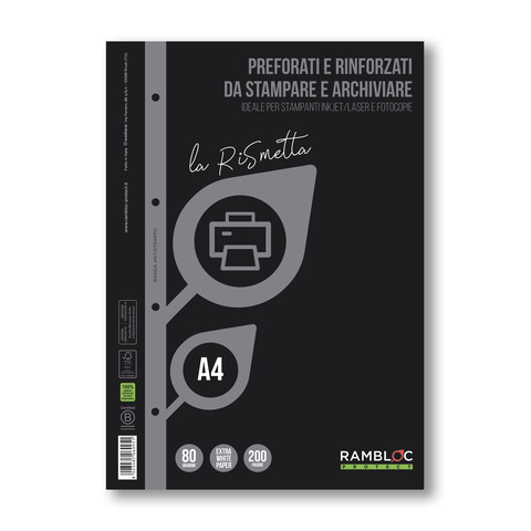 Ricambi per quaderni ad anelli Rambloc LA RISMETTA – A4 – 80 g/m² – foglio bianco – 100 ff – 90506995