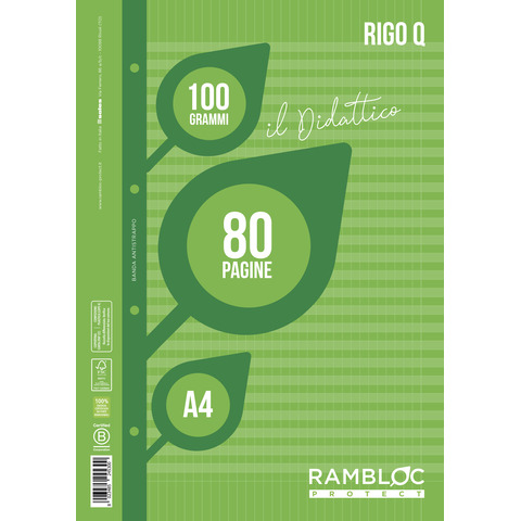 Ricambi per quaderni ad anelli Rambloc il Didattico per disgrafia – A4 – 100 g/m² – 40 ff – Q – 90524385